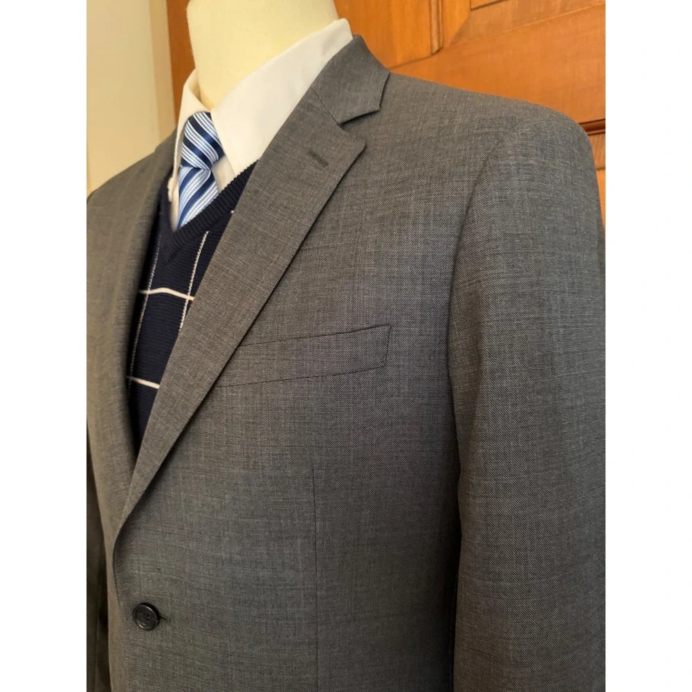 Banana Republic Slim Fit Blazer Mens 42R Gray‎ Marzotto Wool Sport Coat Jacket